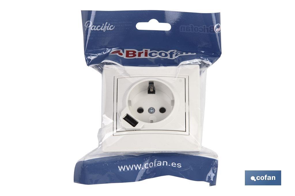 2-pin socket base | Pacific Model | Mono-block with shutter | It includes 1 USB port - Cofan