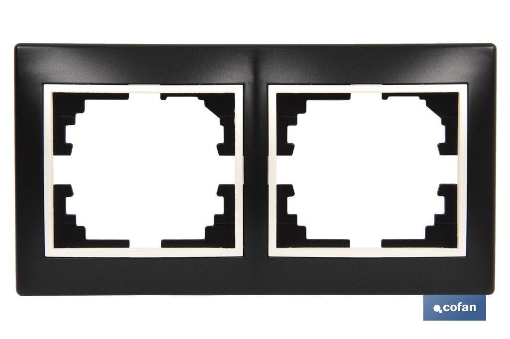 Cadre pour mécanismes électriques encastrable | Pour 2 éléments | Couleurs Noire - Cofan