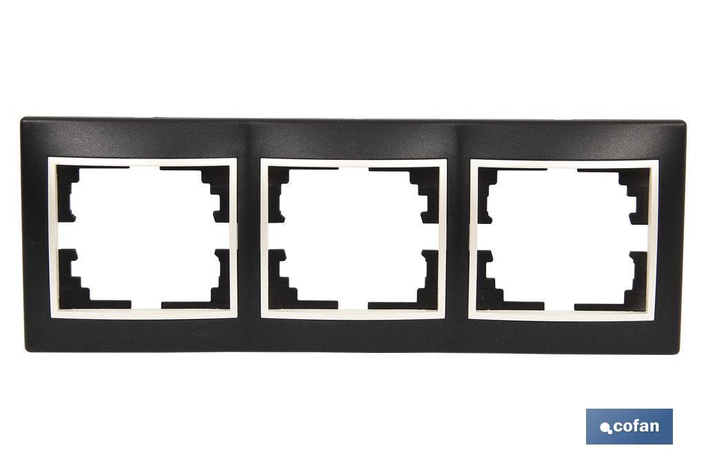 Flush mounted switch surround | for 3 gangs | White and black - Cofan