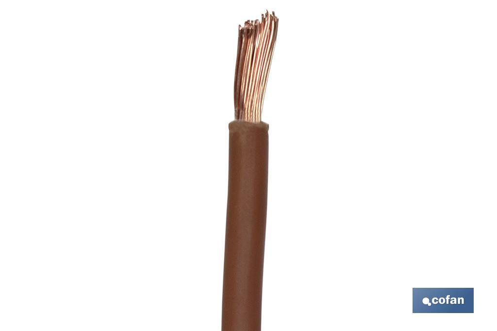 Rollo Cable Eléctrico  H07V-K de 100 m | Sección de cable de varias medidas | Color: Marrón - Cofan