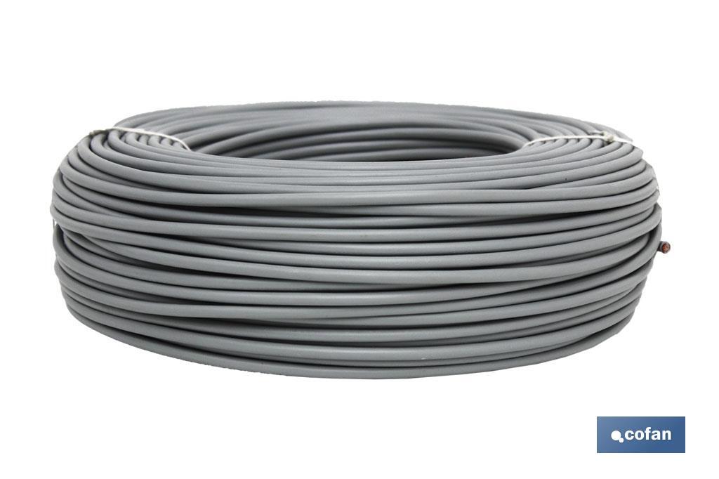 Rollo Cable Eléctrico H07V-K de 100 m | Sección de cable de varias medidas | Color: Gris - Cofan