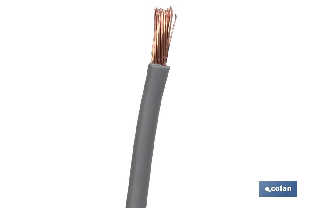 Rollo Cable Eléctrico H07V-K de 100 m | Sección de cable de varias medidas | Color: Gris - Cofan