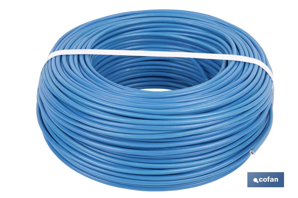 Rollo Cable Eléctrico de 100 m | H07V-K | Sección de cable de varias medidas | Color: Azul - Cofan