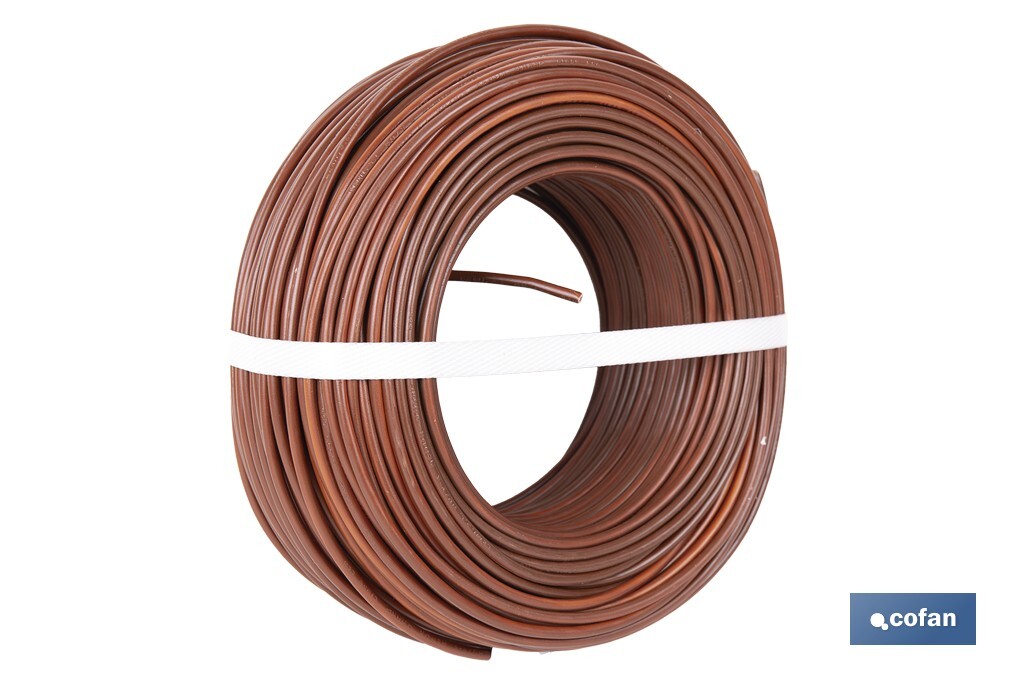 Rollo Cable Eléctrico  H07V-K de 100 m | Sección de cable de varias medidas | Color: Marrón - Cofan