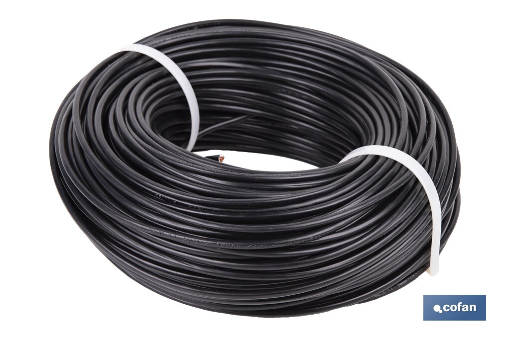 Rollo de Cable Eléctrico H07V-K | Sección de cable de varias medidas | Longitud: 100 m | Color: Negro - Cofan