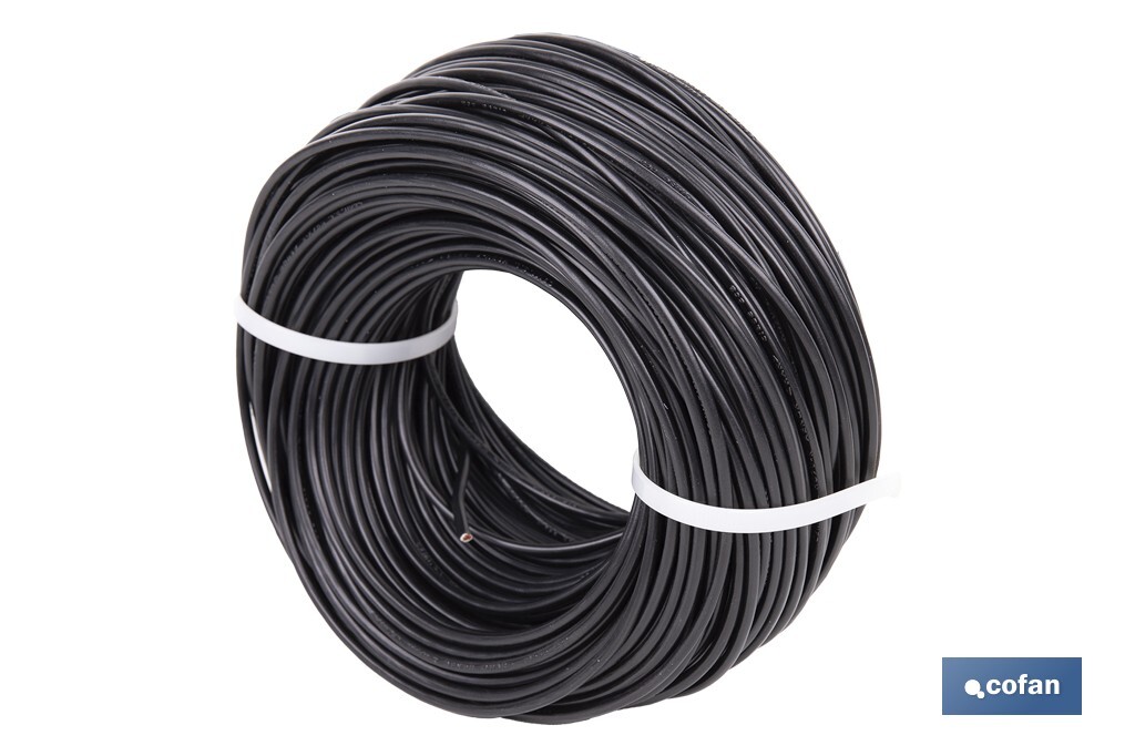 Rollo de Cable Eléctrico H07V-K | Sección de cable de varias medidas | Longitud: 100 m | Color: Negro - Cofan