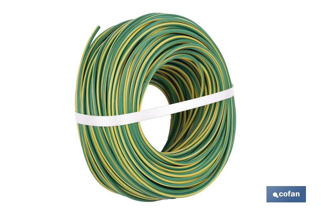 Rollo Cable Eléctrico de 100 m H07V-K | Sección de cable en varias medidas | Color: Verde - Cofan