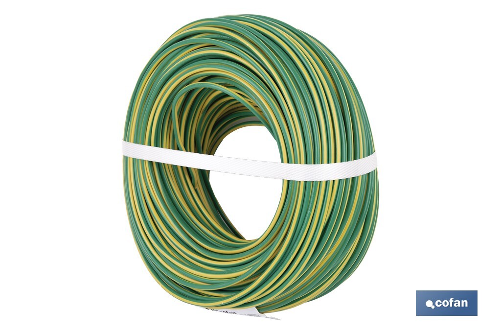 Rollo Cable Eléctrico de 100 m H07V-K | Sección de cable en varias medidas | Color: Verde - Cofan