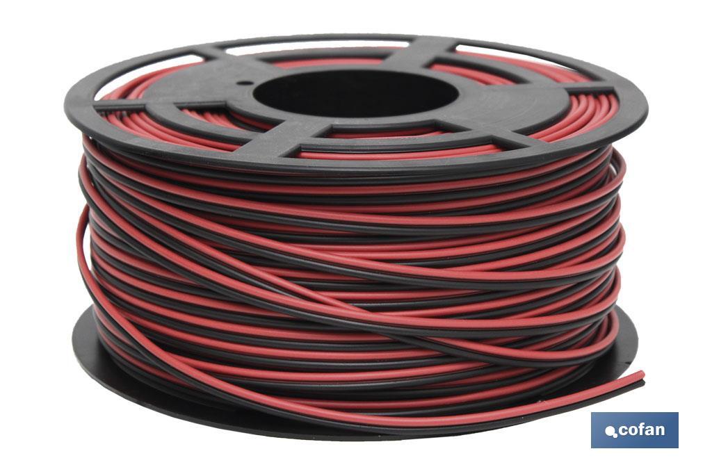 Rollo Cable Eléctrico de 100 m | Paralelo | Sección de cable en dos Medidas | Color Negro y Rojo - Cofan