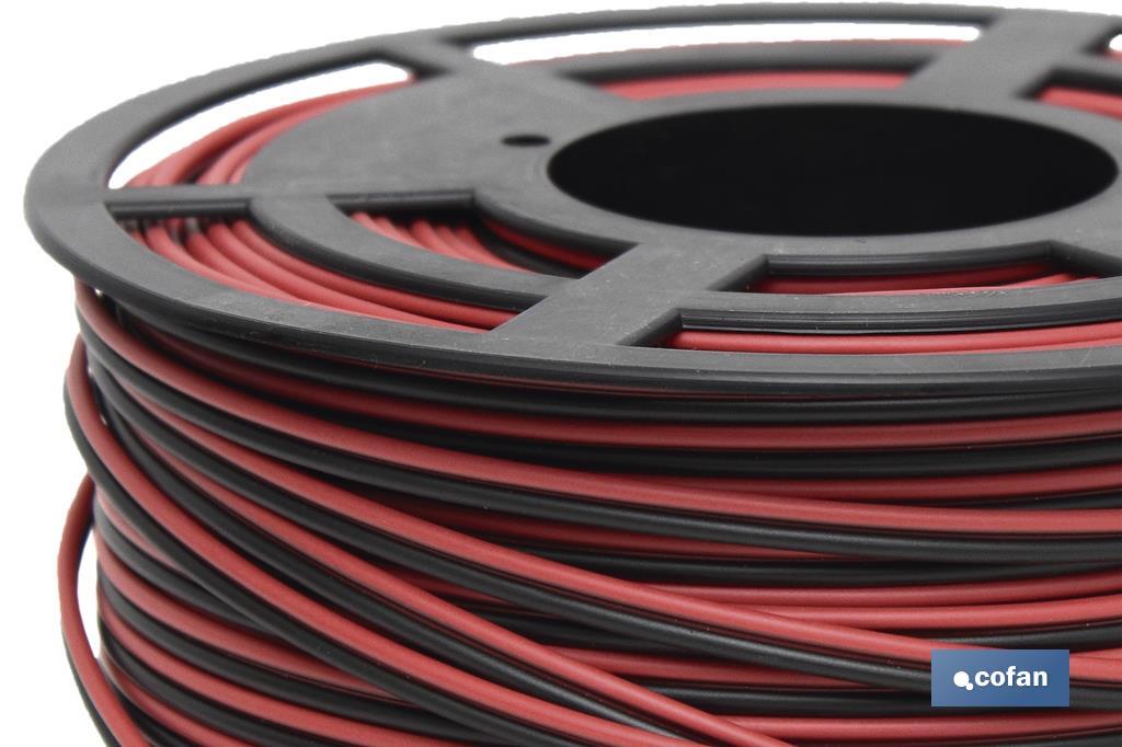 Rollo Cable Eléctrico de 100 m | Paralelo | Sección de cable en dos Medidas | Color Negro y Rojo - Cofan