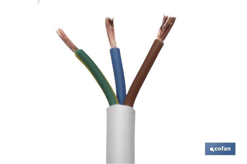 Rollo Cable Eléctrico de 100 m | PVC H05VV-F | Sección 3 x 1,5 mm2 | Color Blanco - Cofan