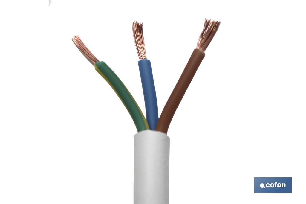 Rollo Cable Eléctrico de 100 m | PVC H05VV-F | Sección 3 x 2,5 mm2 | Color Blanco - Cofan