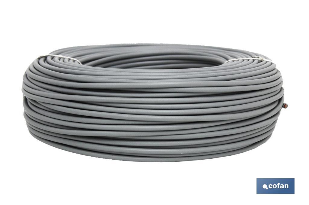 Rollo Cable Eléctrico H07V-K de 100 m | Sección de cable de varias medidas | Color: Gris - Cofan