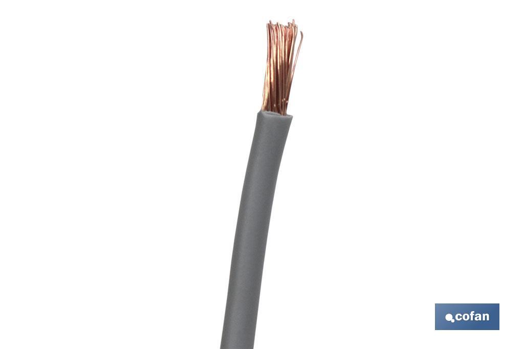 Rollo Cable Eléctrico H07V-K de 100 m | Sección de cable de varias medidas | Color: Gris - Cofan