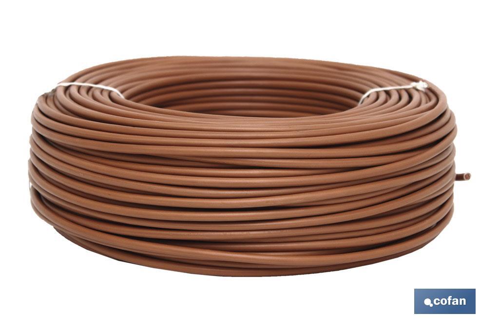Rollo Cable Eléctrico  H07V-K de 100 m | Sección de cable de varias medidas | Color: Marrón - Cofan