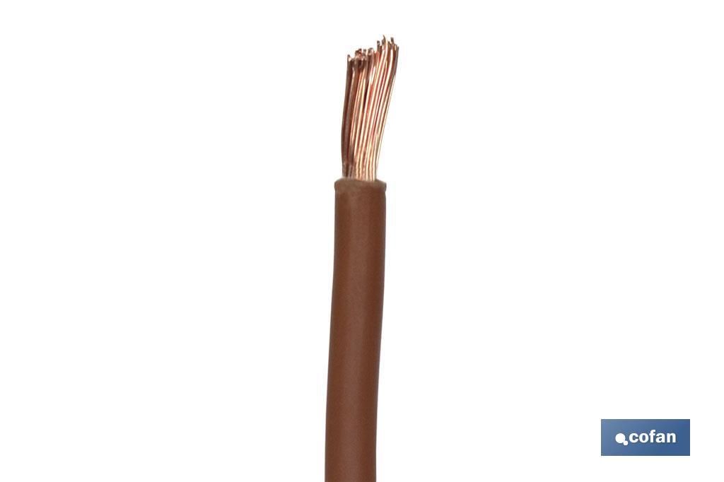 Rollo Cable Eléctrico  H07V-K de 100 m | Sección de cable de varias medidas | Color: Marrón - Cofan
