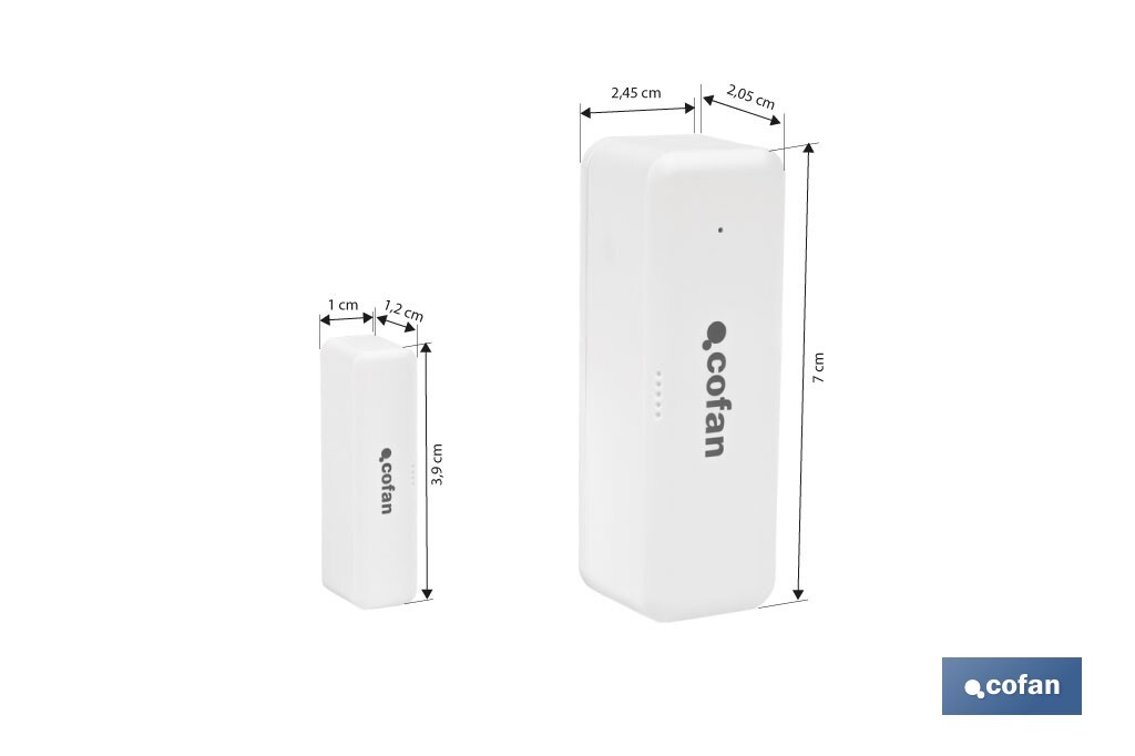 Sensor inteligente para puertas y ventanas | Conexión WiFi y Bluetooth | Funciona con aplicación Smart Life o Tuya | Compatible con Alexa y Google | Protección antirrobo - Cofan