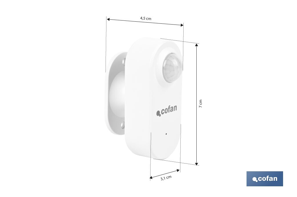 Sensor de movimiento inteligente | Conexión WiFi y Bluetooth | Funciona con aplicación Smart Life o Tuya | Compatible con Alexa y Google | Seguridad en el hogar - Cofan