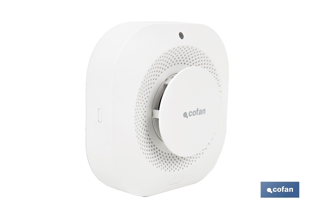 Detector de humo inteligente | Conexión WiFi y Bluetooth | Aplicación Smart Life o Tuya | Compatible con Alexa y Google | Seguridad en el hogar - Cofan