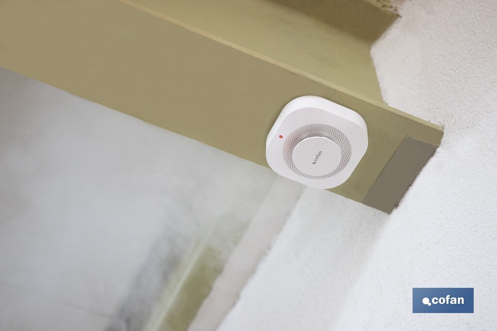 Detector de humo inteligente | Conexión WiFi y Bluetooth | Aplicación Smart Life o Tuya | Compatible con Alexa y Google | Seguridad en el hogar - Cofan