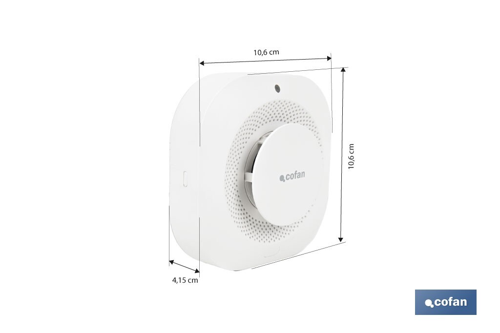 Detetor de fumo inteligente | Ligação WiFi e Bluetooth | Aplicação Smart Life ou Tuya | Compatível com Alexa e Google | Segurança doméstica - Cofan