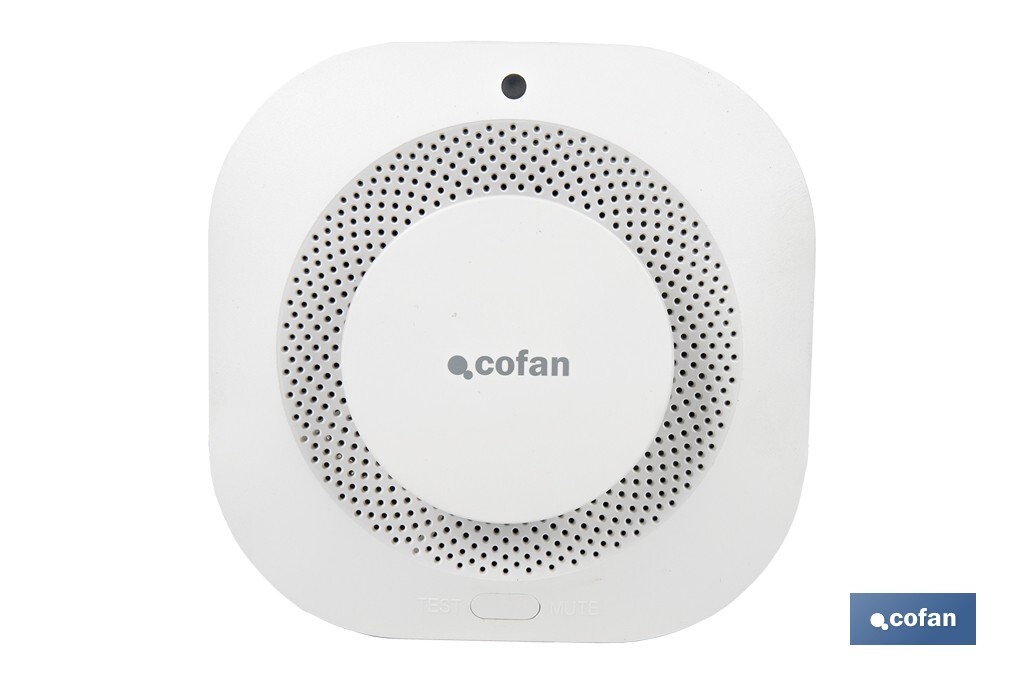 Detector de humo inteligente | Conexión WiFi y Bluetooth | Aplicación Smart Life o Tuya | Compatible con Alexa y Google | Seguridad en el hogar - Cofan