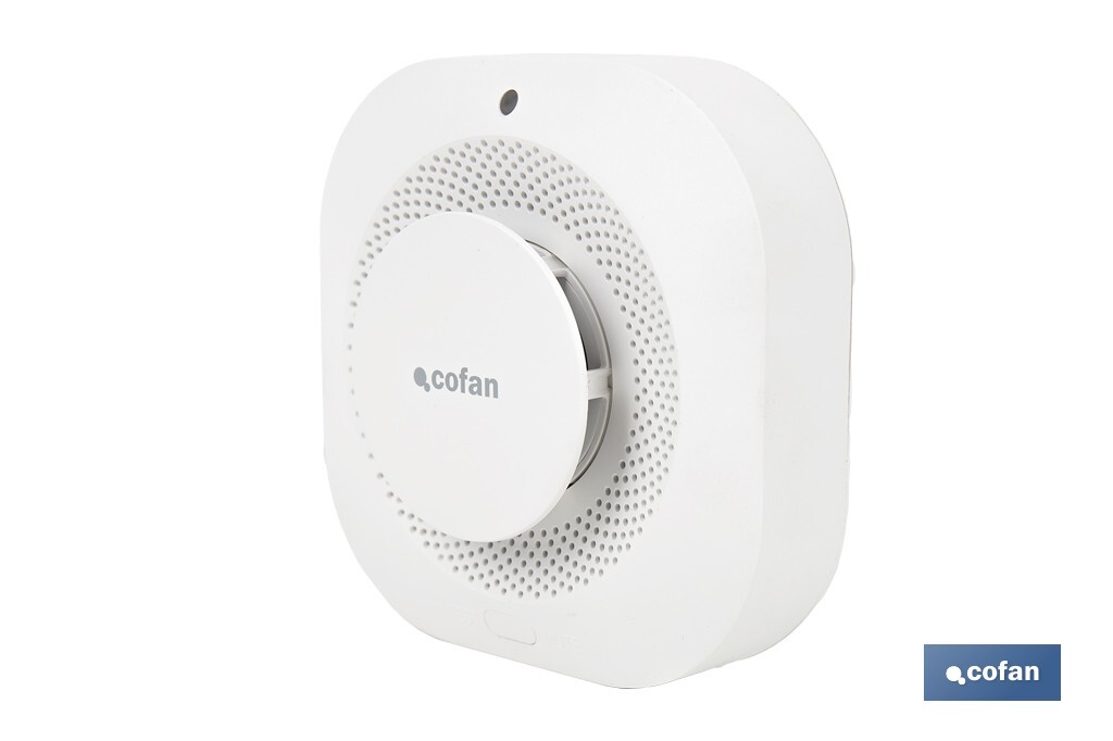Detector de humo inteligente | Conexión WiFi y Bluetooth | Aplicación Smart Life o Tuya | Compatible con Alexa y Google | Seguridad en el hogar - Cofan