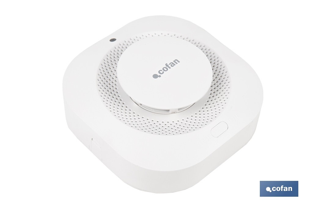 Detector de humo inteligente | Conexión WiFi y Bluetooth | Aplicación Smart Life o Tuya | Compatible con Alexa y Google | Seguridad en el hogar - Cofan