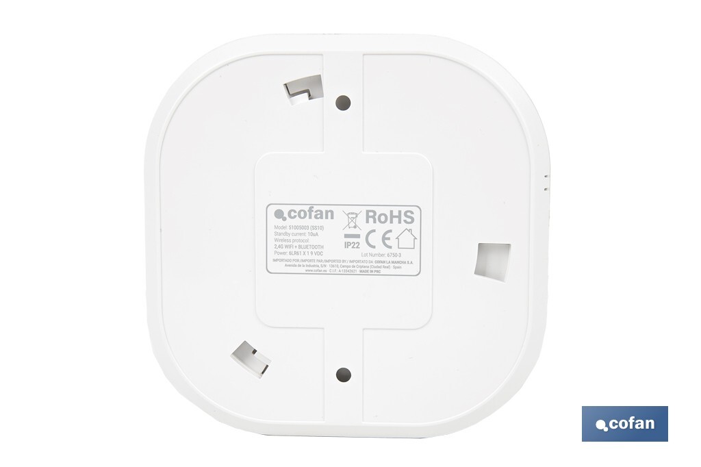 Detector de humo inteligente | Conexión WiFi y Bluetooth | Aplicación Smart Life o Tuya | Compatible con Alexa y Google | Seguridad en el hogar - Cofan