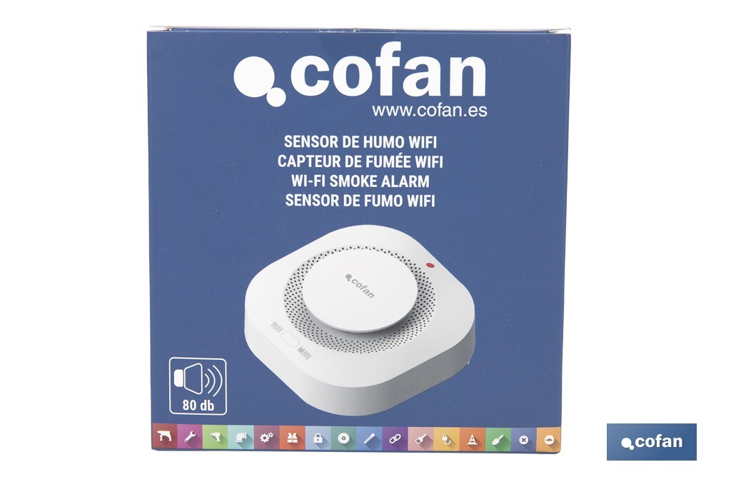 Detector de humo inteligente | Conexión WiFi y Bluetooth | Aplicación Smart Life o Tuya | Compatible con Alexa y Google | Seguridad en el hogar - Cofan