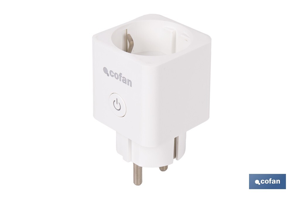 Enchufe inteligente con conexión WiFi y Bluetooth | Aplicación Smart Life o Tuya | Compatible con Alexa y Google | Control remoto | Con protección infantil - Cofan