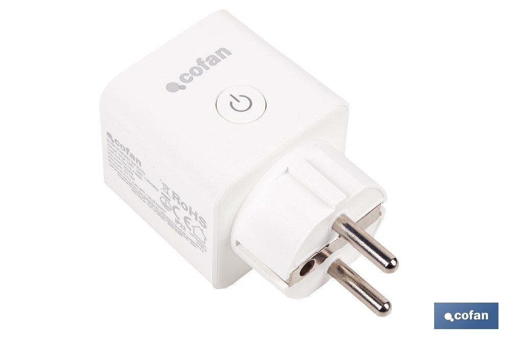 Enchufe inteligente con conexión WiFi y Bluetooth | Aplicación Smart Life o Tuya | Compatible con Alexa y Google | Control remoto | Con protección infantil - Cofan