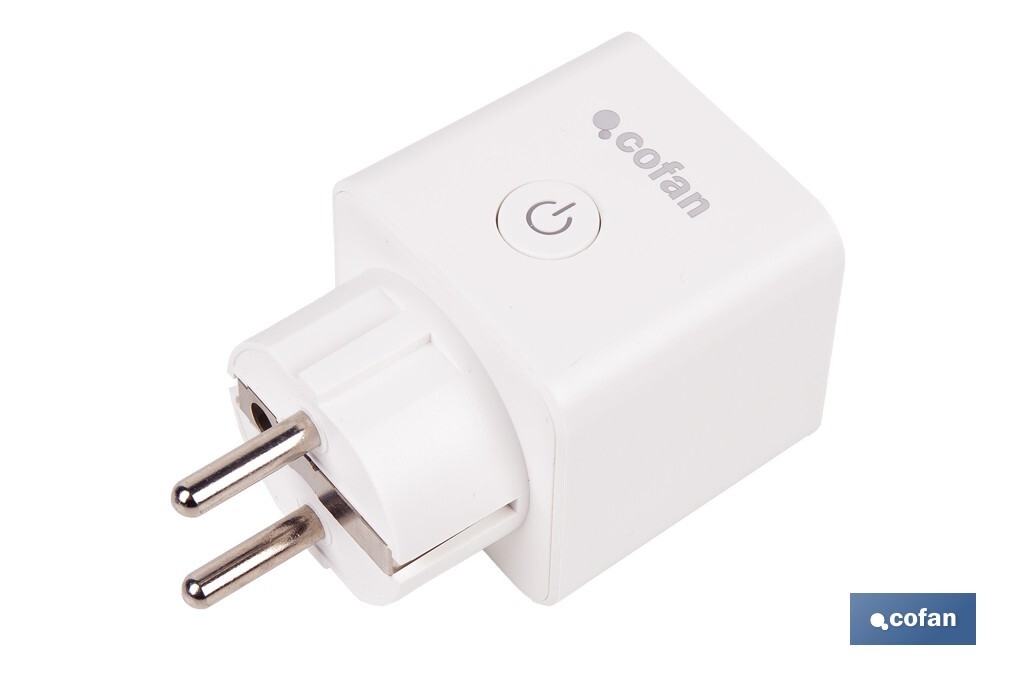 Enchufe inteligente con conexión WiFi y Bluetooth | Aplicación Smart Life o Tuya | Compatible con Alexa y Google | Control remoto | Con protección infantil - Cofan