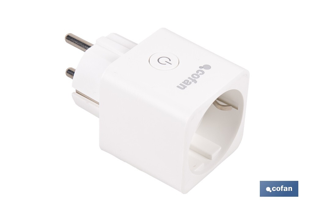 Enchufe inteligente con conexión WiFi y Bluetooth | Aplicación Smart Life o Tuya | Compatible con Alexa y Google | Control remoto | Con protección infantil - Cofan