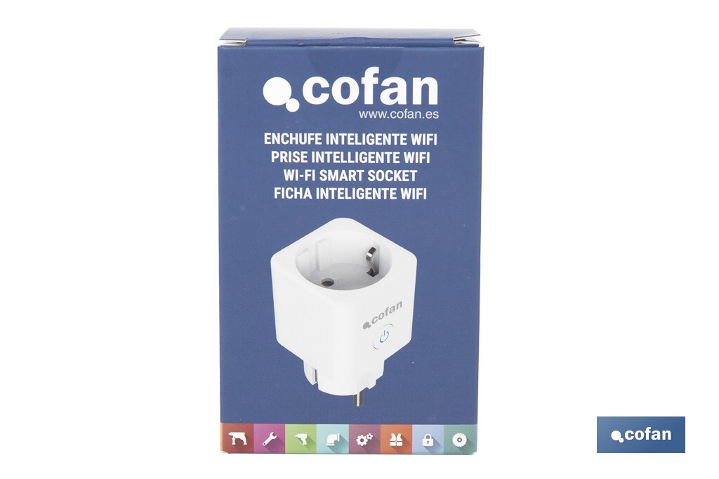 Enchufe inteligente con conexión WiFi y Bluetooth | Aplicación Smart Life o Tuya | Compatible con Alexa y Google | Control remoto | Con protección infantil - Cofan