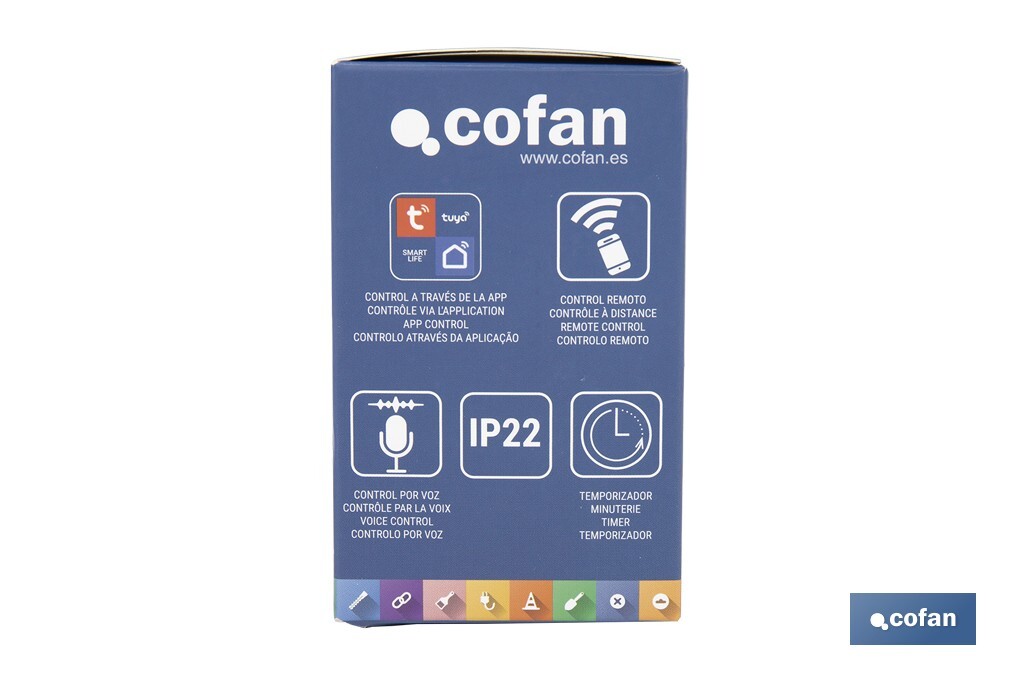 Enchufe inteligente con conexión WiFi y Bluetooth | Aplicación Smart Life o Tuya | Compatible con Alexa y Google | Control remoto | Con protección infantil - Cofan