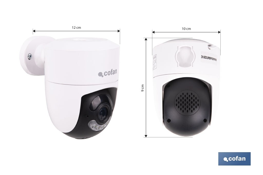 Cámara de seguridad inteligente con WiFi | Con control remoto, audio bidireccional y amplio ángulo de visión - Cofan