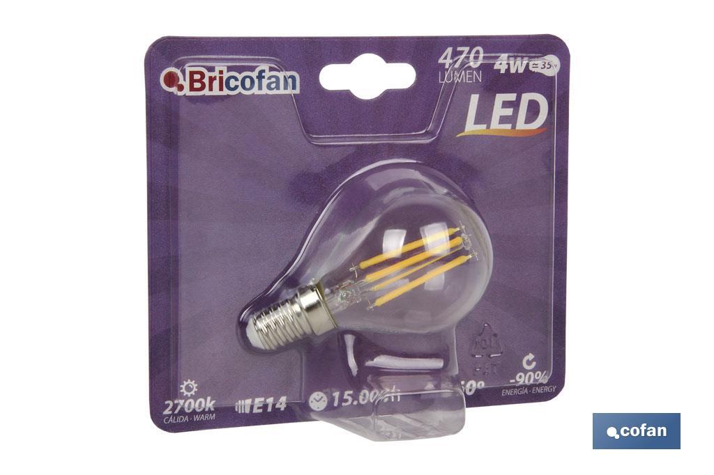 Bombilla Led Esférica Filamento E14 - Cofan