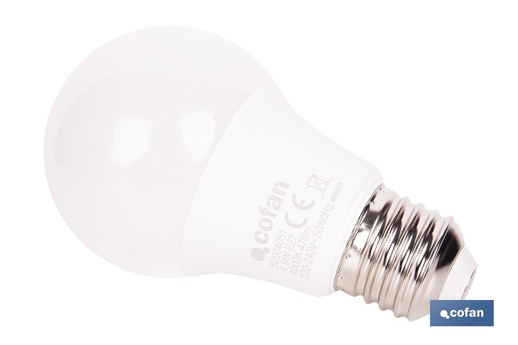 Bombillas LED classic E27 de luz neutra (4.000 k) | Ahorro de energía y larga duración 15.000 h de vida | Ángulo de apertura de 180° - Cofan