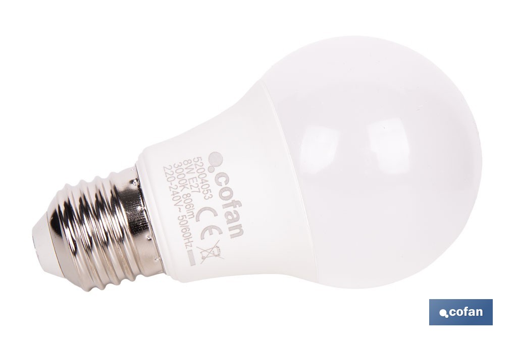Bombillas LED classic E27 de luz cálida (3000 K) | Ahorro de energía y larga duración 15.000 h de vida | Ángulo de apertura de 180° - Cofan