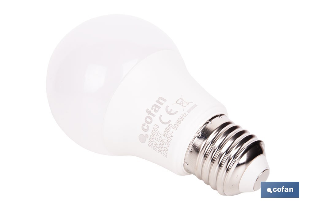 Bombillas LED classic E27 de luz cálida (3000 K) | Ahorro de energía y larga duración 15.000 h de vida | Ángulo de apertura de 180° - Cofan