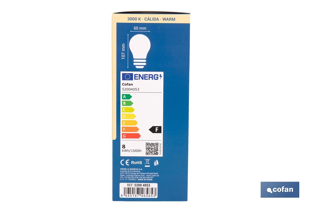 Bombillas LED classic E27 de luz cálida (3000 K) | Ahorro de energía y larga duración 15.000 h de vida | Ángulo de apertura de 180° - Cofan