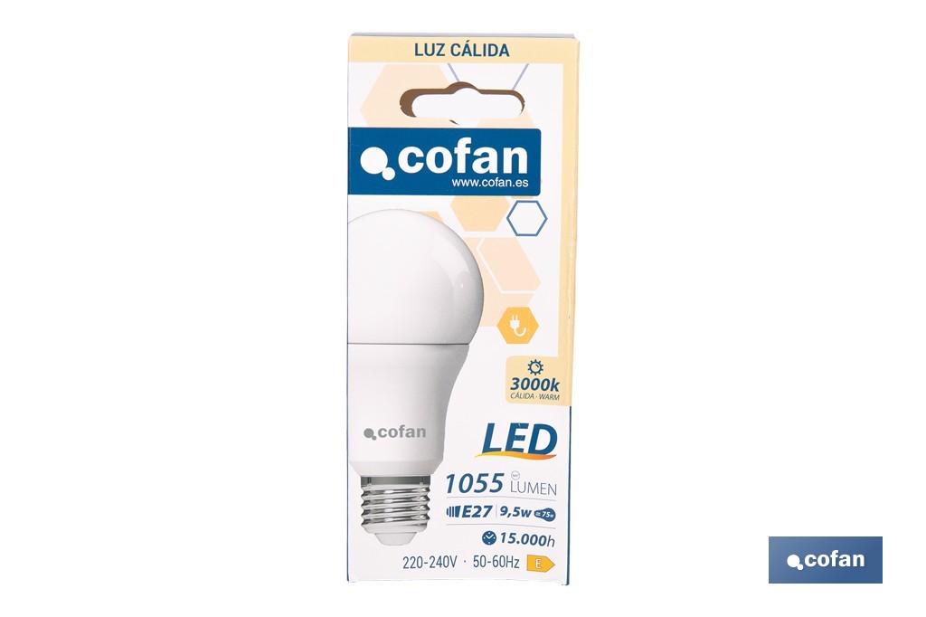 Bombillas LED classic E27 de luz cálida (3000 K) | Ahorro de energía y larga duración 15.000 h de vida | Ángulo de apertura de 180° - Cofan
