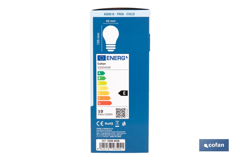 Bombillas LED classic E27 de luz fría (6500 K) | Ahorro de energía y larga duración 15.000 h de vida | Ángulo de apertura de 180° - Cofan