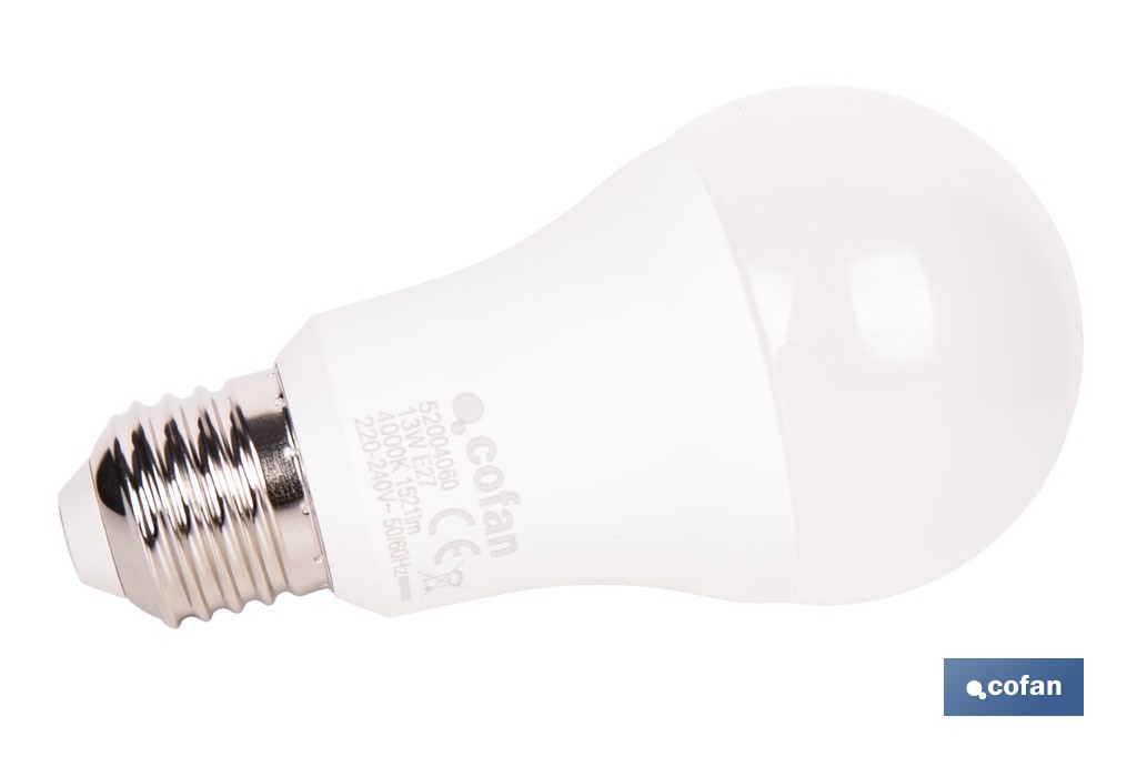 Bombillas LED classic E27 de luz neutra (4.000 k) | Ahorro de energía y larga duración 15.000 h de vida | Ángulo de apertura de 180° - Cofan