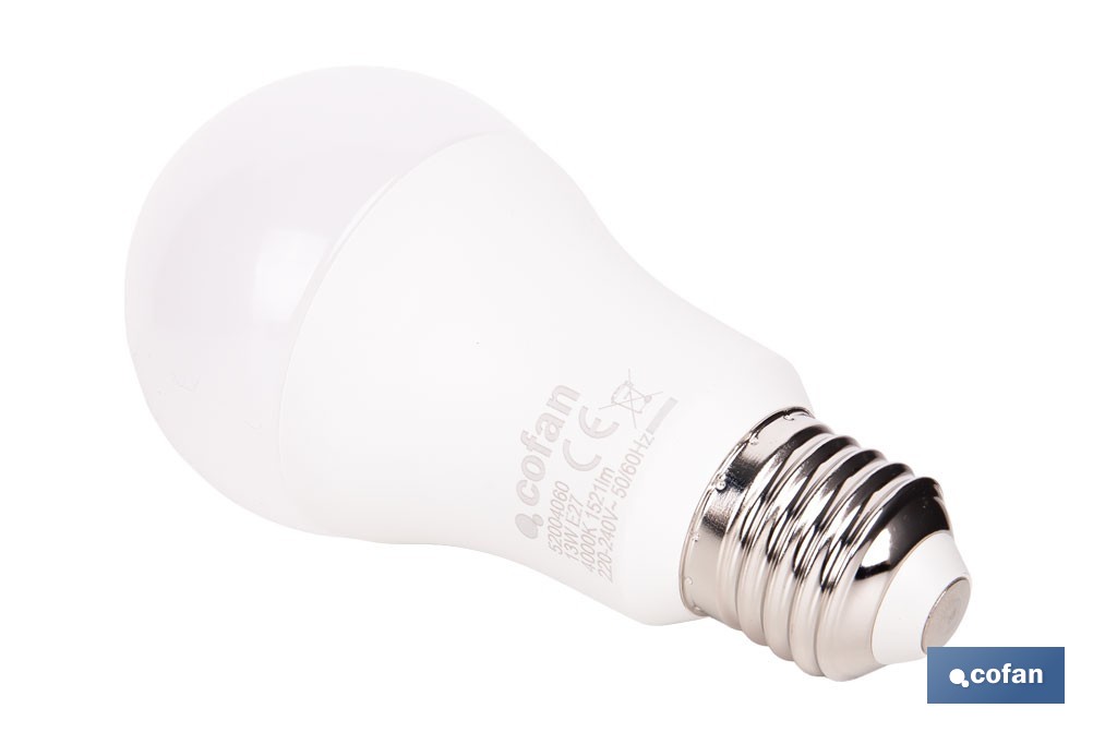 Bombillas LED classic E27 de luz neutra (4.000 k) | Ahorro de energía y larga duración 15.000 h de vida | Ángulo de apertura de 180° - Cofan