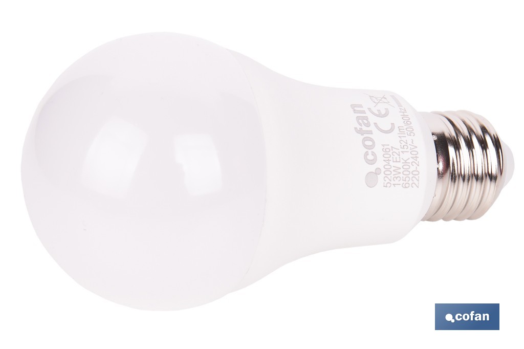 Bombillas LED classic E27 de luz fría (6500 K) | Ahorro de energía y larga duración 15.000 h de vida | Ángulo de apertura de 180° - Cofan