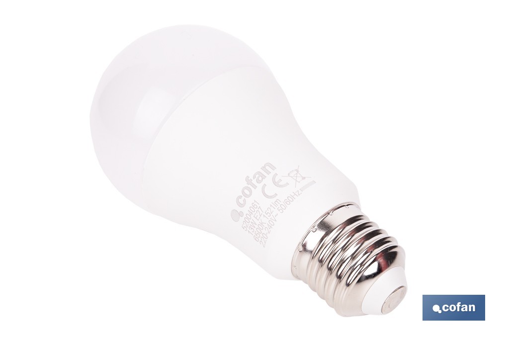 Bombillas LED classic E27 de luz fría (6500 K) | Ahorro de energía y larga duración 15.000 h de vida | Ángulo de apertura de 180° - Cofan