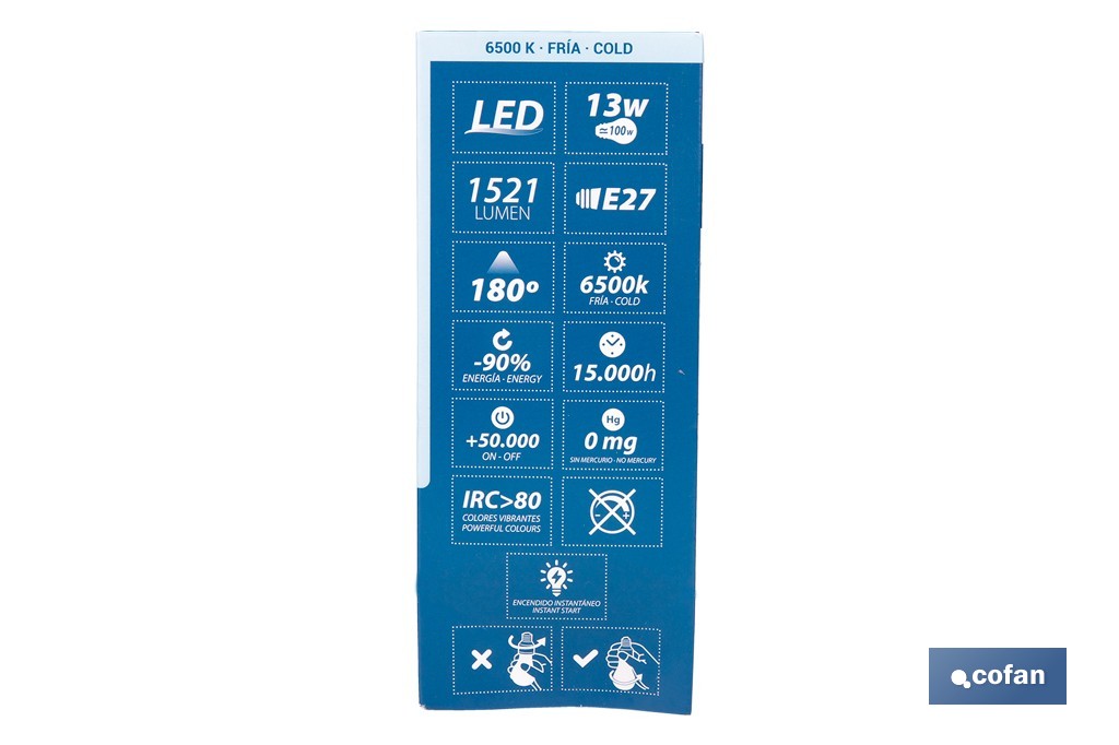 Bombillas LED classic E27 de luz fría (6500 K) | Ahorro de energía y larga duración 15.000 h de vida | Ángulo de apertura de 180° - Cofan