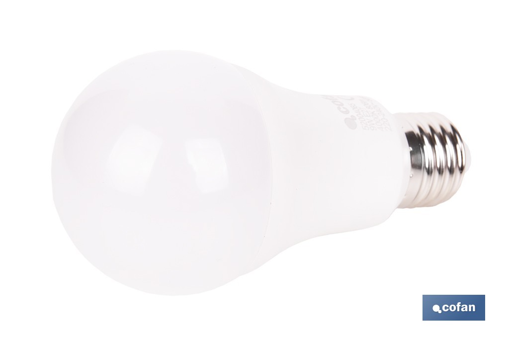 Bombilla LED Classic con sensor | Luz neutra (4000 K) con boquilla E27, 9 W y 806 lúmenes | Detector de movimiento y larga duración 15.000 h de vida - Cofan